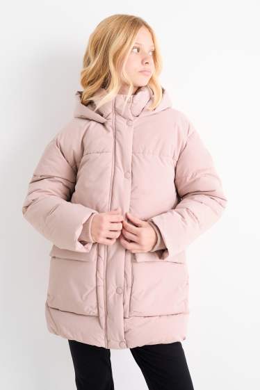 Kinder Mädchen - Steppjacke mit Kapuze - rosa