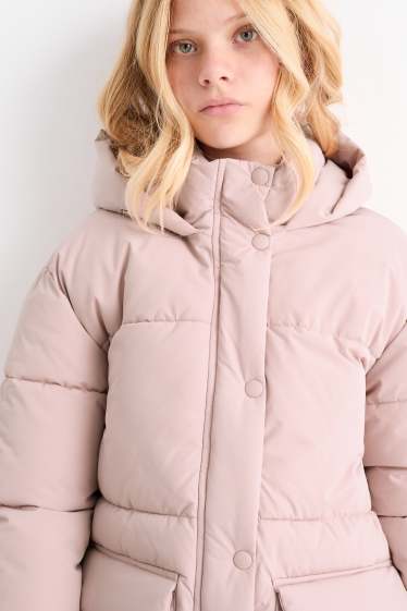 Kinder Mädchen - Steppjacke mit Kapuze - rosa
