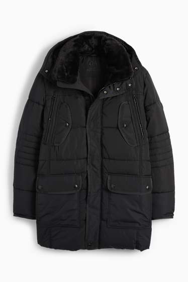 Home - Jaqueta embuatada amb caputxa - impermeable - negre