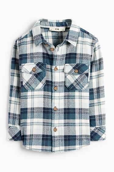 Niños: niños - Camisa de franela - de cuadros - azul