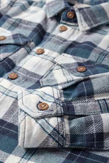 Niños: niños - Camisa de franela - de cuadros - azul
