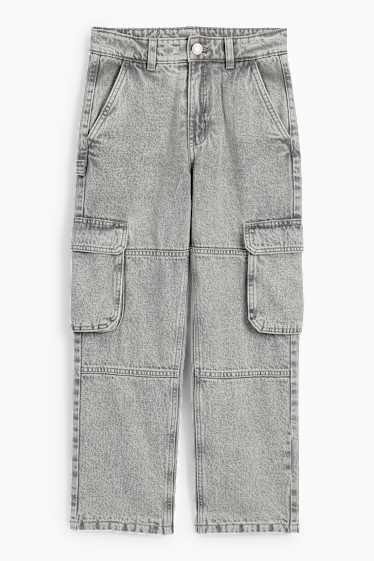 Kinderen: jongens - Cargo jeans - thermojeans - jeanslichtgrijs