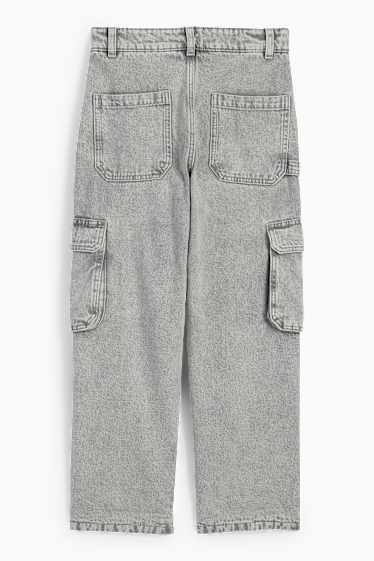 Kinderen: jongens - Cargo jeans - thermojeans - jeanslichtgrijs