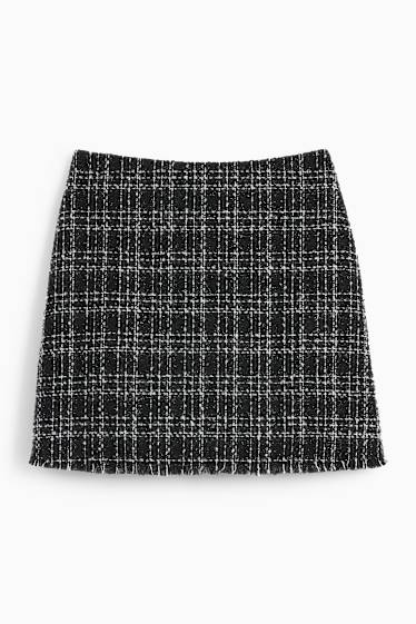 Women - Miniskirt - check - black