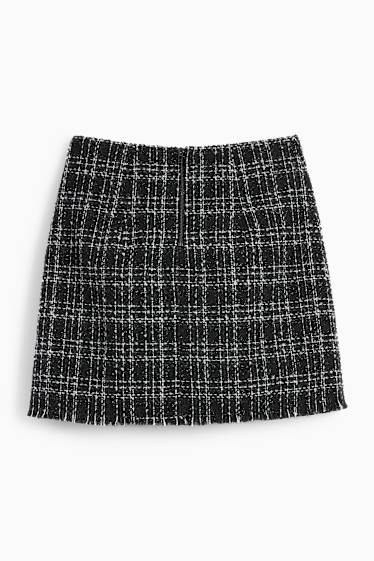 Women - Miniskirt - check - black
