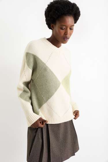 Femei - Pulover - cu model - verde mentă