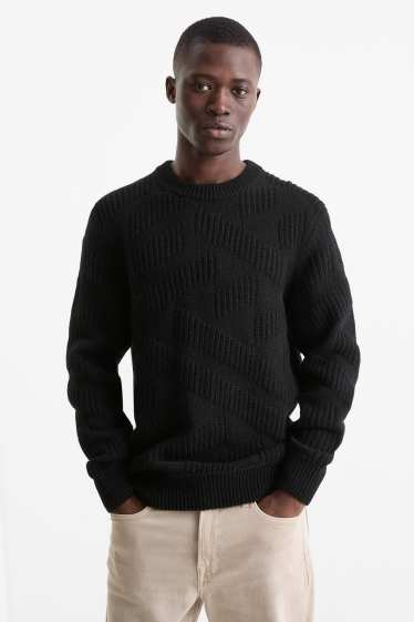Home - Jersei - mescla de llana - texturat - negre