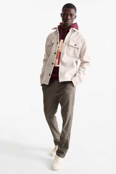 Hommes - Chino - slim fit - à carreaux - marron foncé