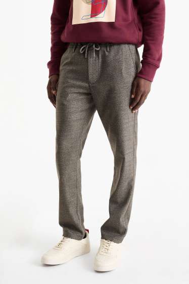 Hommes - Chino - slim fit - à carreaux - marron foncé