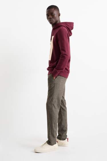 Hommes - Chino - slim fit - à carreaux - marron foncé