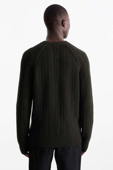 Herren - Pullover mit Kaschmir-Anteil - gerippt - schwarz