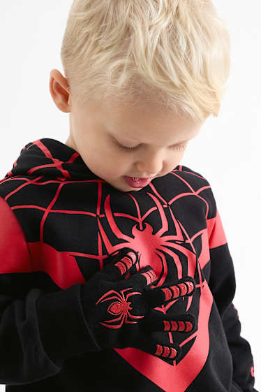 Kinder Buben - Halloween - Spider-Man - Set - Hoodie und Handschuhe - schwarz