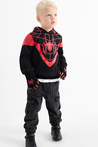 Kinder Buben - Halloween - Spider-Man - Set - Hoodie und Handschuhe - schwarz