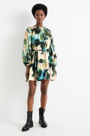 Femmes - Robe évasée - à motif - vert
