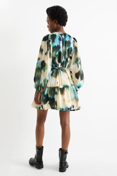 Femmes - Robe évasée - à motif - vert