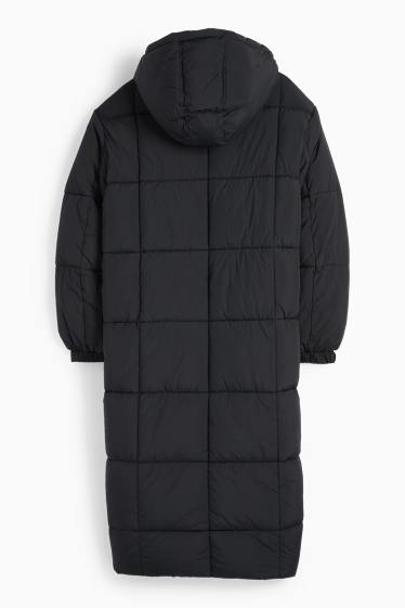 Donna - Cappotto trapuntato con cappuccio - nero