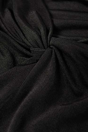 Femei - Tricou cu mânecă lungă cu nod - negru