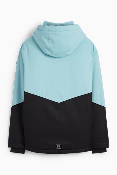 Kinder Mädchen - Skijacke mit Kapuze - wasserdicht - türkis / schwarz
