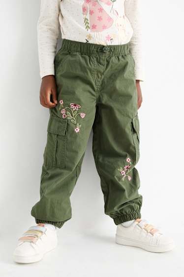 Enfants filles - Fleur - pantalon cargo doublé - vert