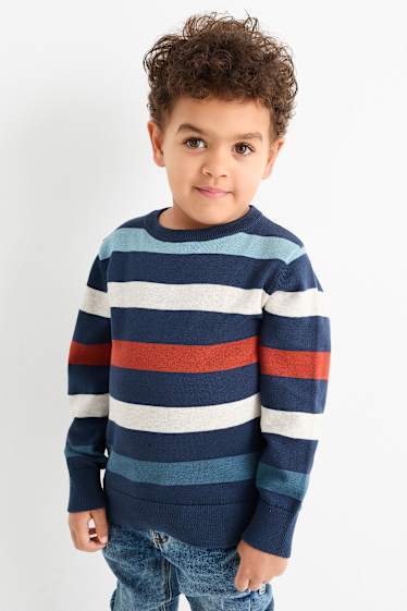 Kinder Jungen - Pullover - gestreift - dunkelblau