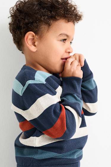 Kinder Jungen - Pullover - gestreift - dunkelblau