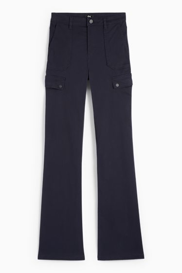 Dona - Pantalons de tela - high waist - bootcut fit - blau fosc