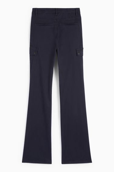 Dona - Pantalons de tela - high waist - bootcut fit - blau fosc