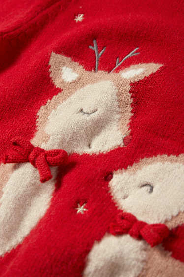 Baby Mädchen - Rudolf - Baby-Weihnachtspullover - dunkelrot