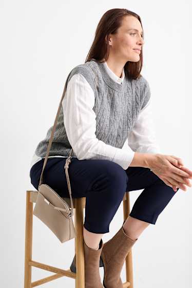 Damen - Pullunder mit Kaschmir-Anteil - Woll-Mix - Zopfmuster - grau