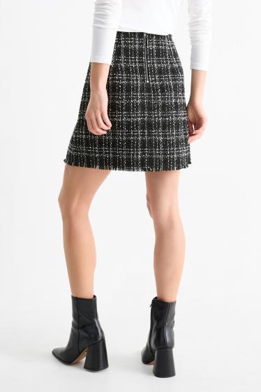 Women - Miniskirt - check - black