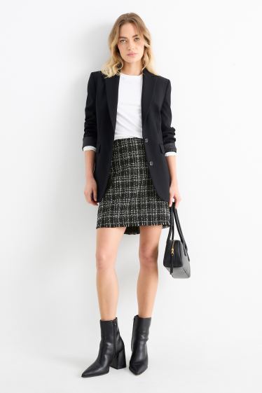 Women - Miniskirt - check - black