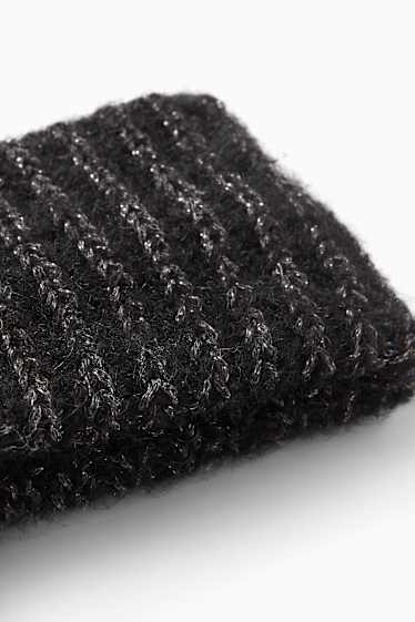 Damen - Stirnband - gerippt - schwarz