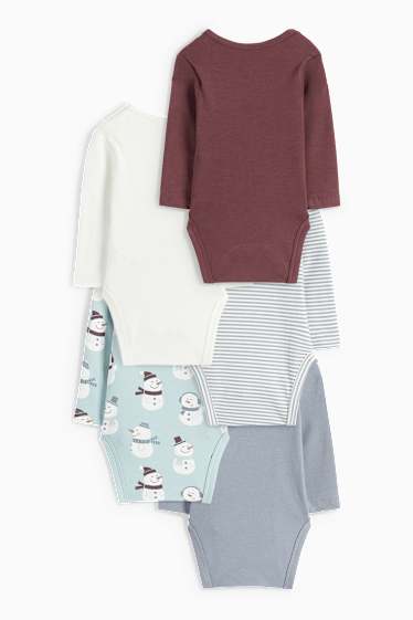 Baby Jungen - Multipack 5er - Schneemann - Baby-Body - hellblau