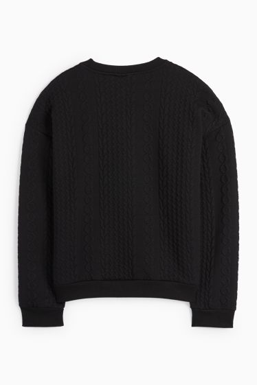Men - Sweatshirt - cable knit pattern - black