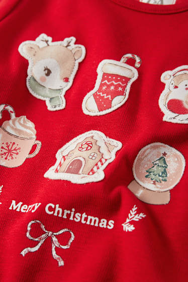 Baby Girls - Rudolph - baby Christmas sweatshirt - dark red