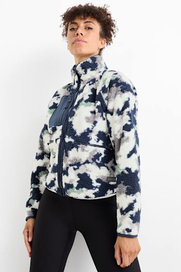 Damen - Thermo-Fleecejacke - gemustert - dunkelblau