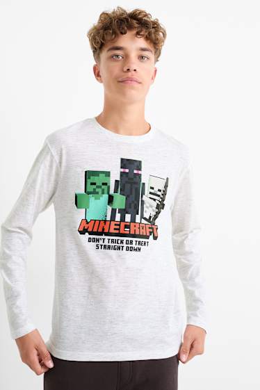Bambini - Halloween - Minecraft - maglia a maniche lunghe - bianco