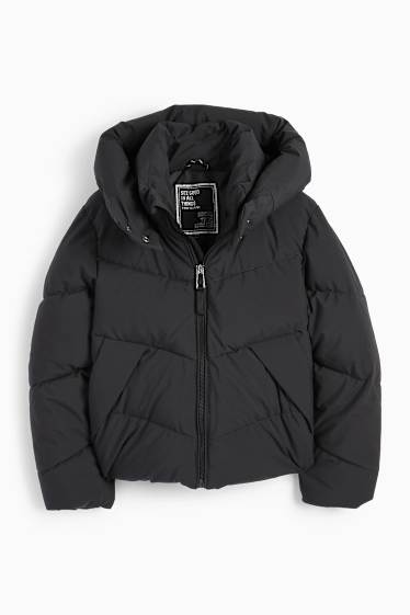 Bambine - Giacca trapuntata con cappuccio - idrorepellente - nero