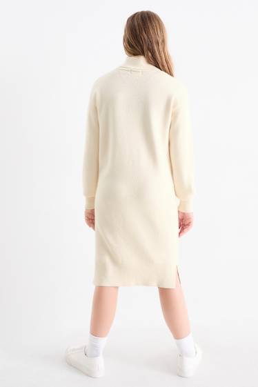 Kinder Mädchen - Strickkleid - cremeweiß