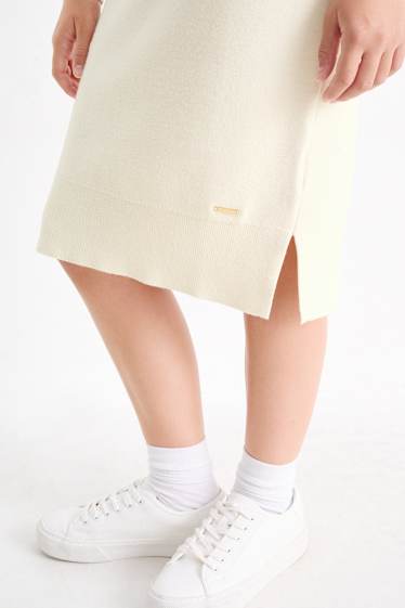 Kinder Mädchen - Strickkleid - cremeweiß
