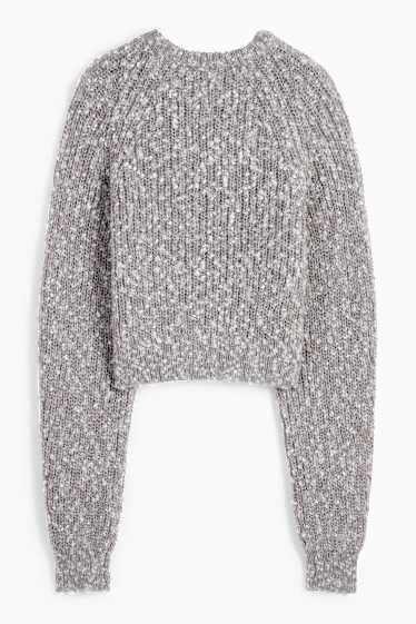 Dames - Korte trui - geribd - grijs