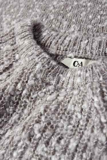 Dames - Korte trui - geribd - grijs