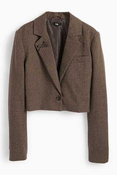 Femmes - Blazer court - à carreaux - marron foncé