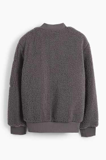 Herren - Teddy-Bomberjacke - dunkelgrau