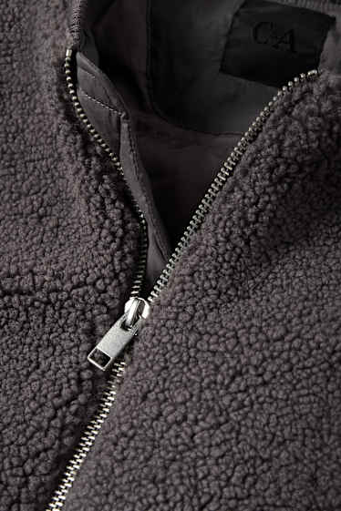 Herren - Teddy-Bomberjacke - dunkelgrau