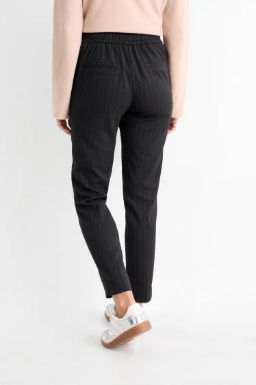 Dames - Pantalon - high waist - tapered fit - krijtstrepen - donkerblauw