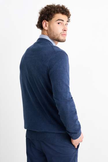 Herren - Feinstrick-Pullover und Hemd - Regular Fit - Kent - blau