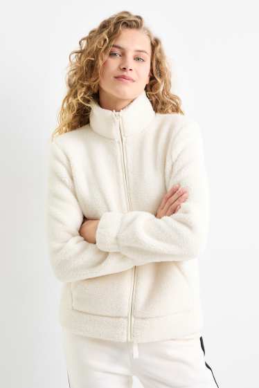 Damen - Teddy-Fleecejacke - weiß
