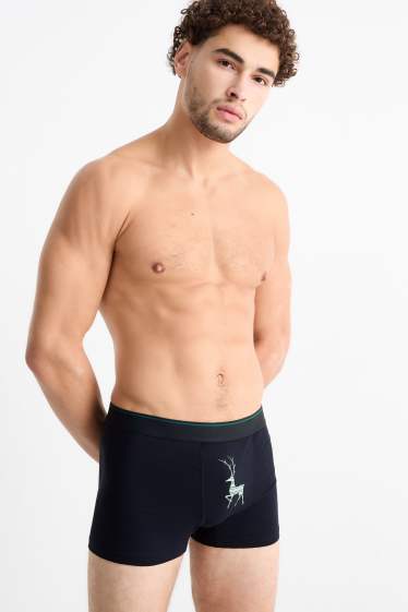 Hommes - Lot de 3 paires - boxers de Noël à motif - vert foncé