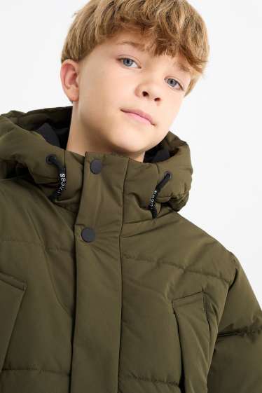 Bambini - Giacca trapuntata con cappuccio - idrorepellente - verde scuro